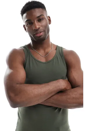 ASOS Muscle fit vest in khaki