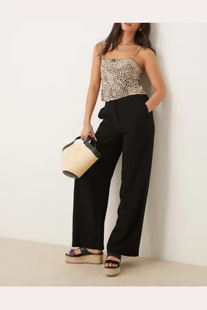ASOS Relaxed straight leg trousers with linen in