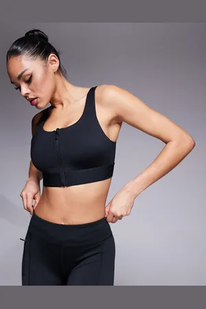 ASOS 4505 Icon high support zip front sports bra with adjustable straps and removable padding in