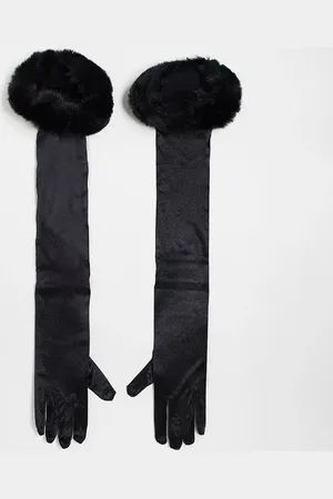 My Accessories Curve My Accessories London Curve elbow length gloves in with faux fur