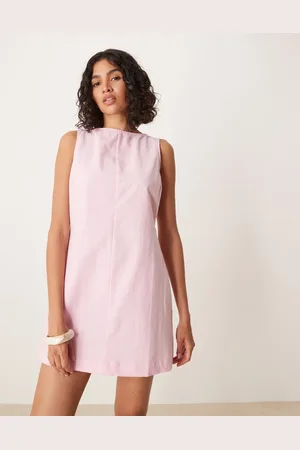 ASOS Slash neck cotton linen mini shift dress in