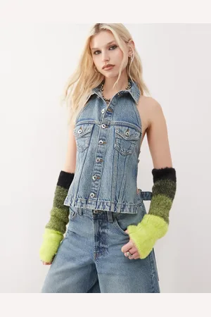 COLLUSION Denim halter top co-ord