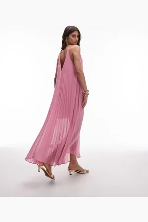 & OTHER STORIES & pleated chiffon maxi dress with deep v-back in