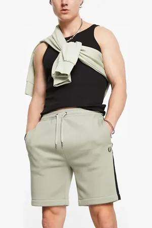 Fred Perry Embossed laurel tape logo sweat shorts in seagrass