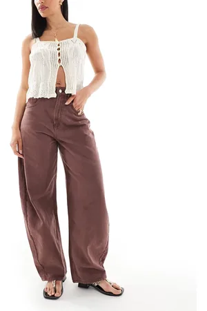ASOS High waisted barrel leg jean in chocolate