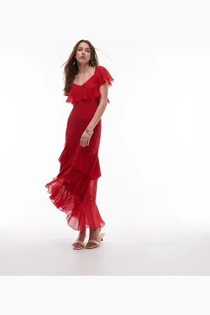 & OTHER STORIES & asymmetric midaxi dress with tiered ruffles in