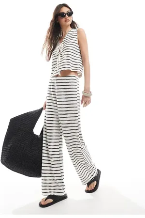 ONLY Knit wide leg trouser co-ord in stripe