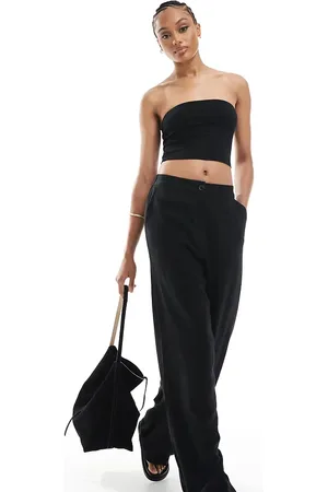 ASOS Tall relaxed straight leg trousers with linen in