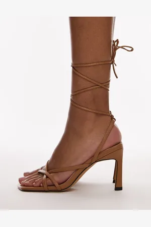 Topshop Faye strappy high heeled sandals in tan