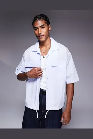 Bershka Worker shirt with drawstring hem in