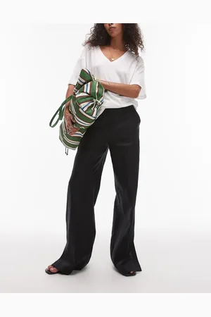 & OTHER STORIES & linen pull-on wide leg trousers with box pleat detail in