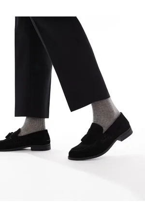 River Island Faux suede tassel loafers in black