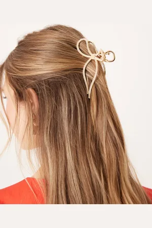 ASOS Metal hair claw in bow design with pearl detail