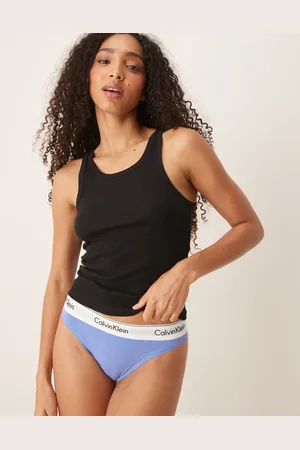Calvin Klein Modern Cotton high leg tanga in cornflower