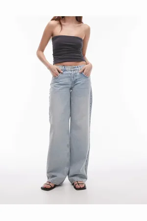 Topshop Ember low rise wide leg jean in bleach