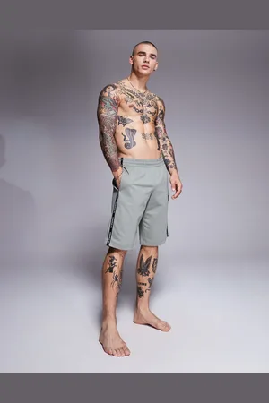 EA7 Armani cuffed sweat shorts with logo tape detail in sage