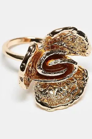 ASOS Ring with textured flower design in tone