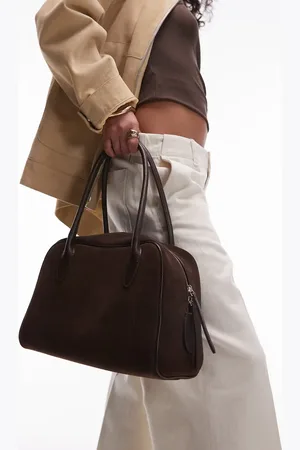 & OTHER STORIES & suede two handle bowling shoulder bag in dark