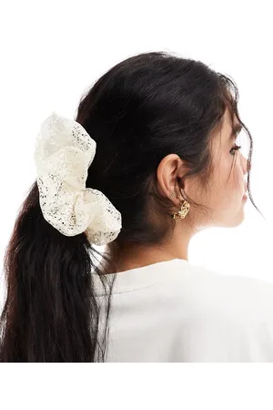 ASOS Scrunchie hair tie with lace detail in ivory