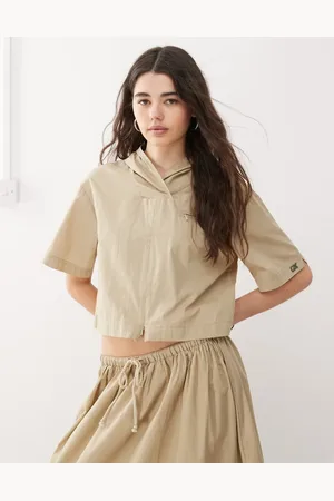 COLLUSION Hooded zip shirt co-ord in stone
