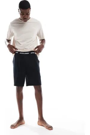 JACK & JONES Lounge set with t-shirt and shorts in cream and