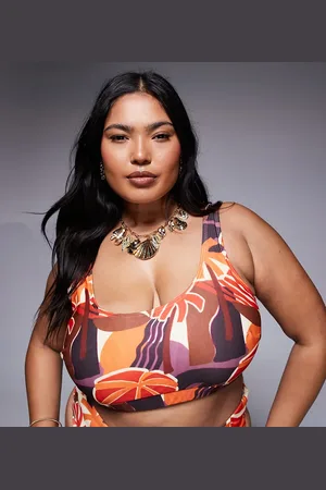 ASOS ASOS DESIGN curve ava cropped bikini top in tropical print