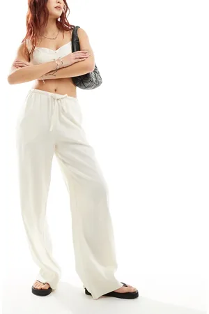 Weekday Mia linen mix trousers in off