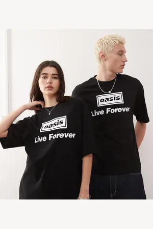 COLLUSION Unisex Skater fit festival t-shirt with official OASIS print in