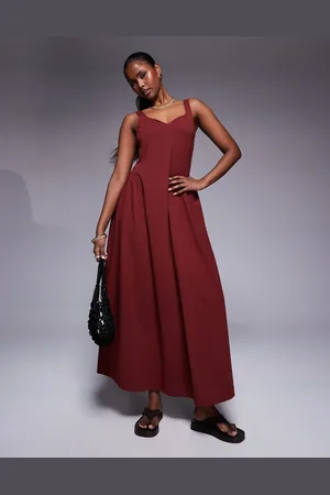 ASOS Summer maxi dress with full skirt in rust