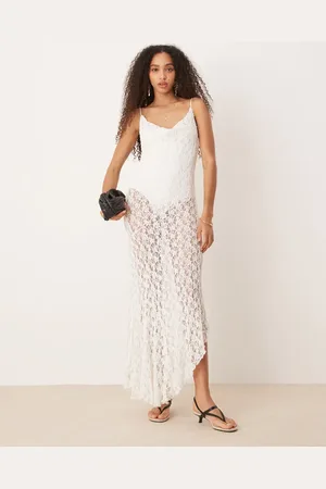 MANGO Lace slip midi dress with detachable body suit in