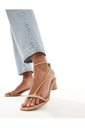 & OTHER STORIES & leather heeled sandals in beige