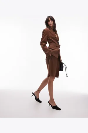 ASOS Tailored wide leg bermuda shorts in chocolate co ord
