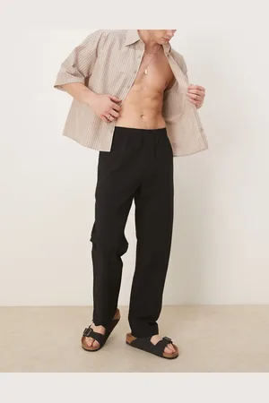 SELECTED Straight fit seersucker trousers in