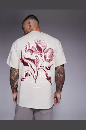 Sixth June Botanical motif back print t-shirt in beige