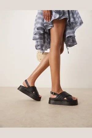 ASOS Flame woven cross strap footbed sandals in