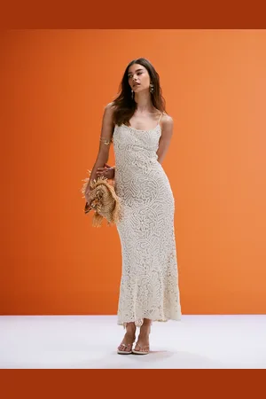 Bardot Crochet maxi dress in beige