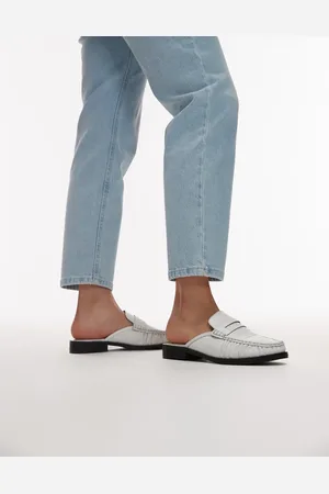 Topshop Anna leather flat shoe mule in