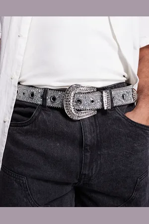 ASOS Glitter trophy belt with eyelets and diamante buckle