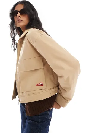 Tommy Hilfiger Twill worker jacket with cord collar in tan