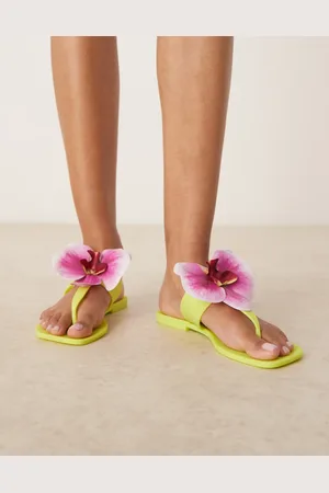 ASOS Flutter orchid flower jelly flip flop sandal in lime