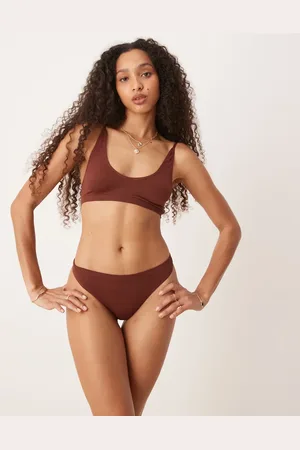 ASOS Ribbed thong in chocolate