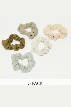KITSCH Assorted Textured Scrunchies 5pc Set- Eucalyptus