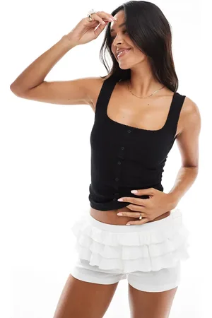 Miss Selfridge Ribbed button through sleeveless vest in