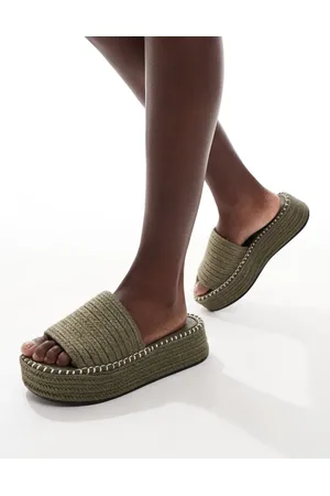 ASOS Jordyn flatform espadrille mule sandals in khaki