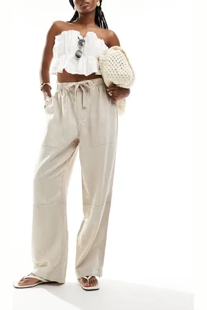 ASOS Premium cargo trouser with linen in natural