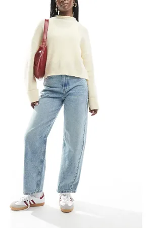 ASOS Barrel leg jeans with cinch waist in mid