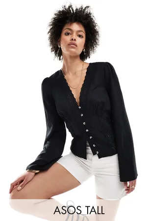 ASOS Tall lace insert button down top in