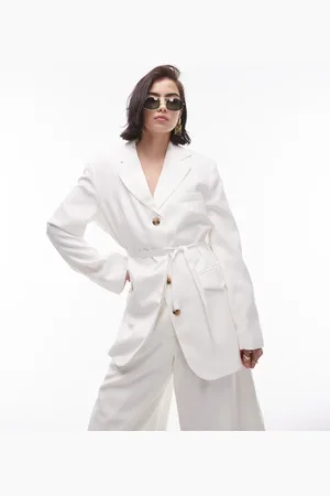 Topshop Premium slouchy blazer in ecru