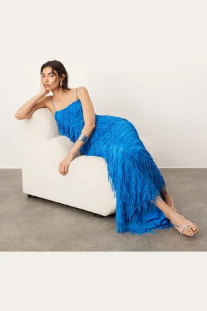 ASOS Textured fringe cami maxi dress with low back in