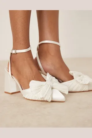 Be Mine Sierra heeled pumps with bow detail in satin ivory